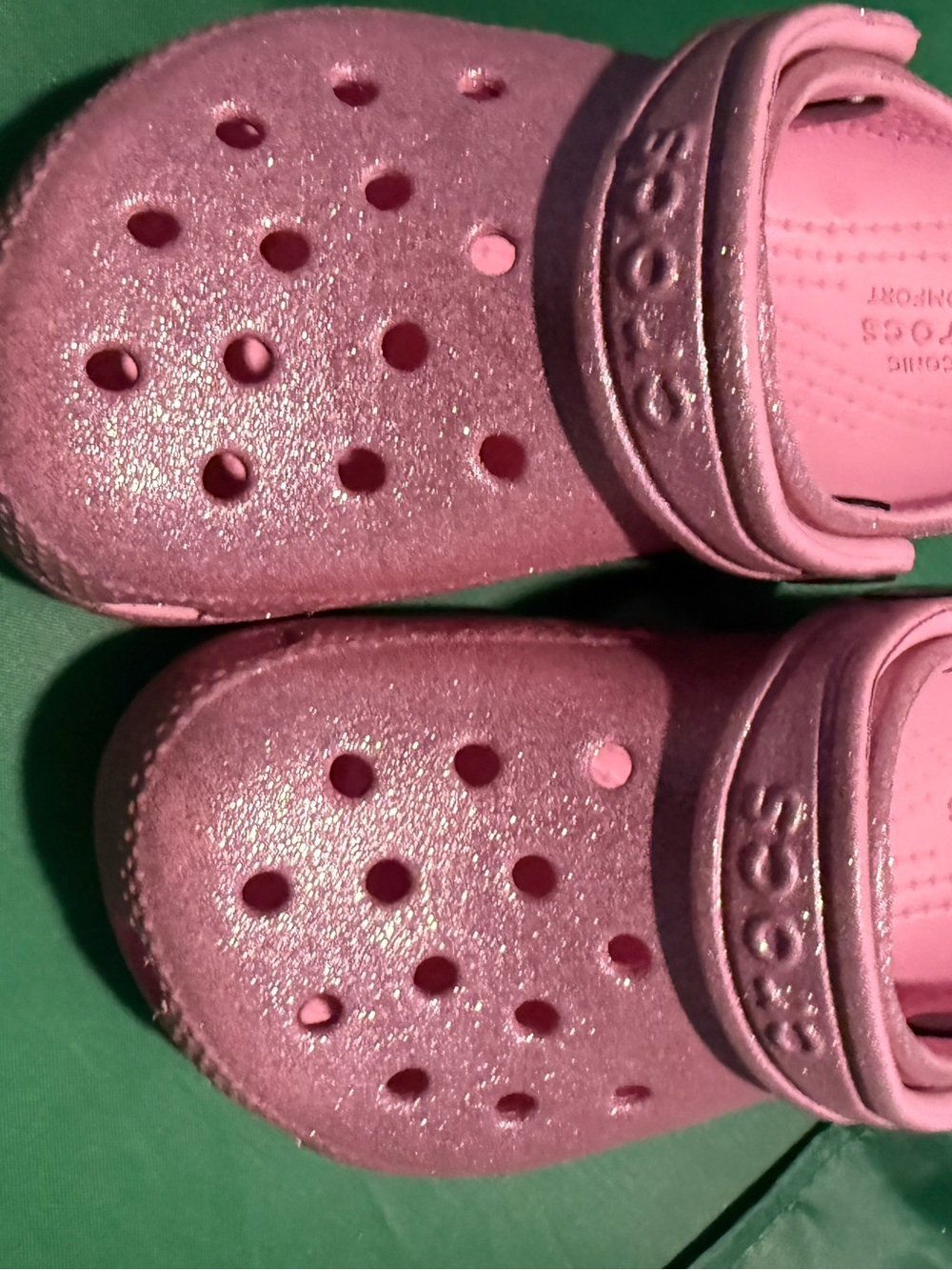 Crocs Pink Glitter Classic Clogs C9